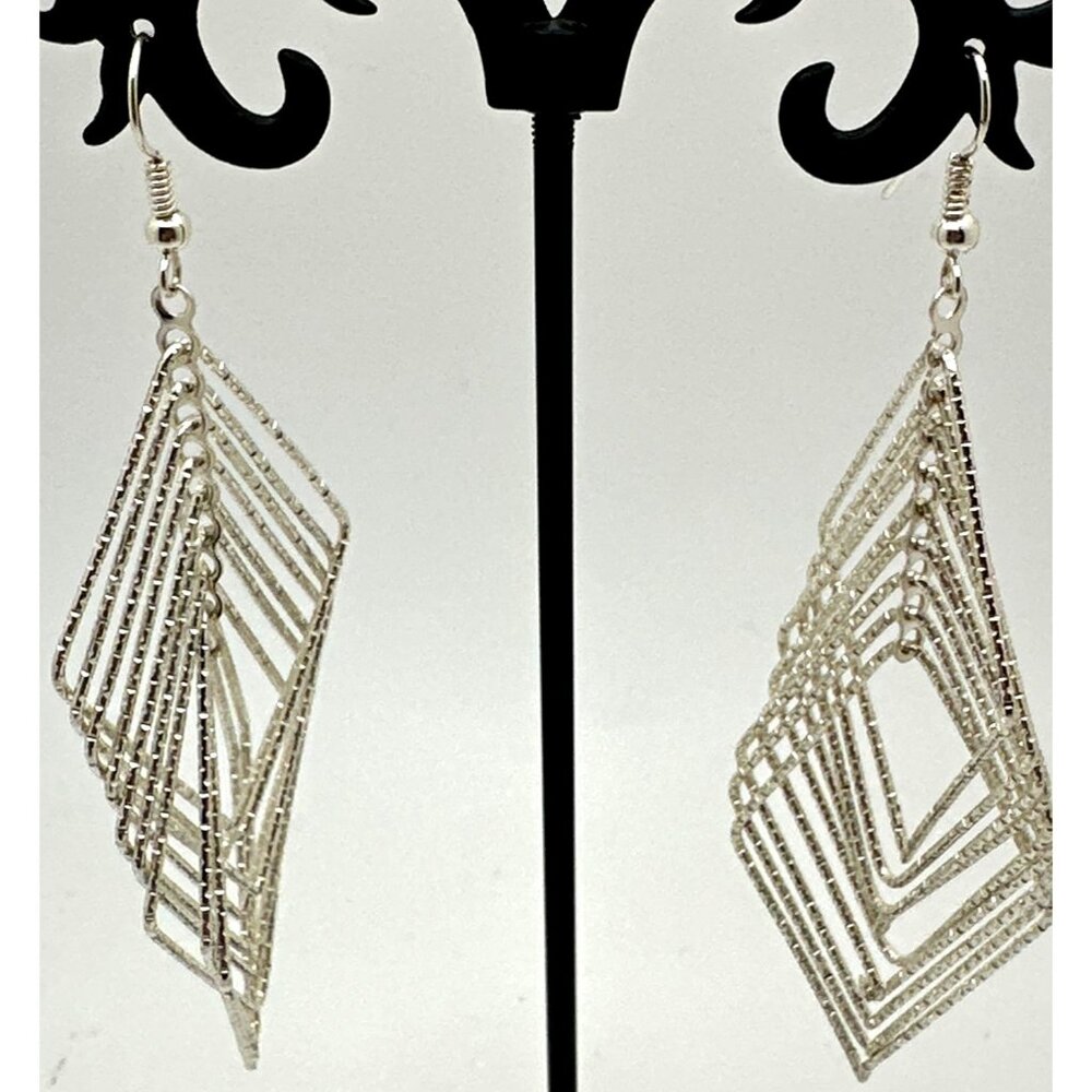 Elegant Glam Rhombus Dangle Earrings Hoop Formal Holiday Retro Chic Inspired